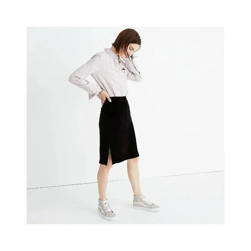 Madewell Women's Velvet Silk Blend Knee Length Pencil Slit Skirt Size 0‎